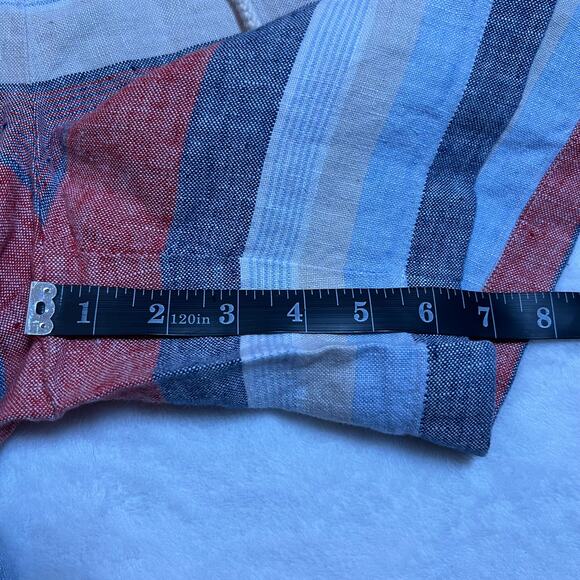 J. Jill Love Linen High Rise Stripe Shorts with Rope Belt Size Large Petite - Picture 9 of 9